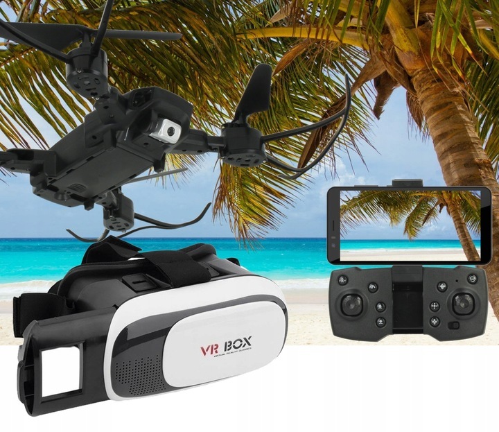 DRON KAMERA WIFI na Żywo ZAWIS POWRÓT ANDROID iOS 30MIN 2x Aku +GOGLE VR A