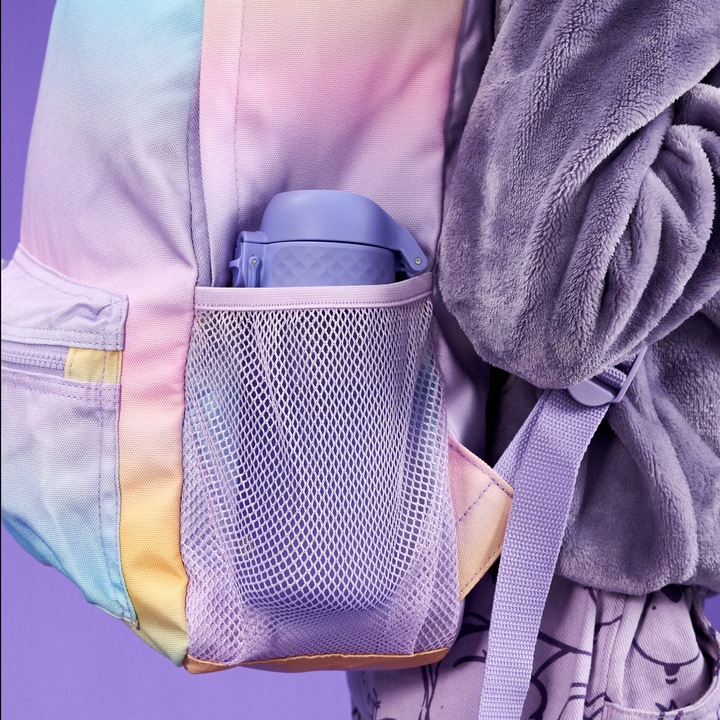 BIDON Z BLOKADĄ OTWARCIA TWARDY USTNIK BEZ SŁOMKI FIOLET MAŁY ION8 0,4 L