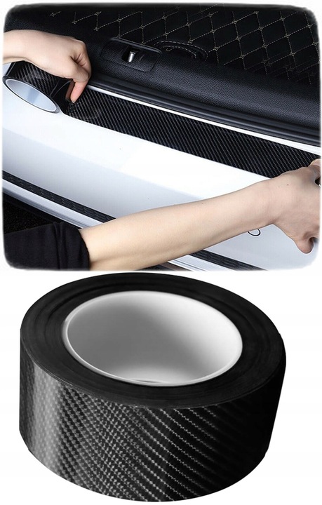 TAŚMA FOLIA CARBON 10m x 50mm KARBON 5D POŁYSK OCHRONNA NA PROGI ZDERZAK