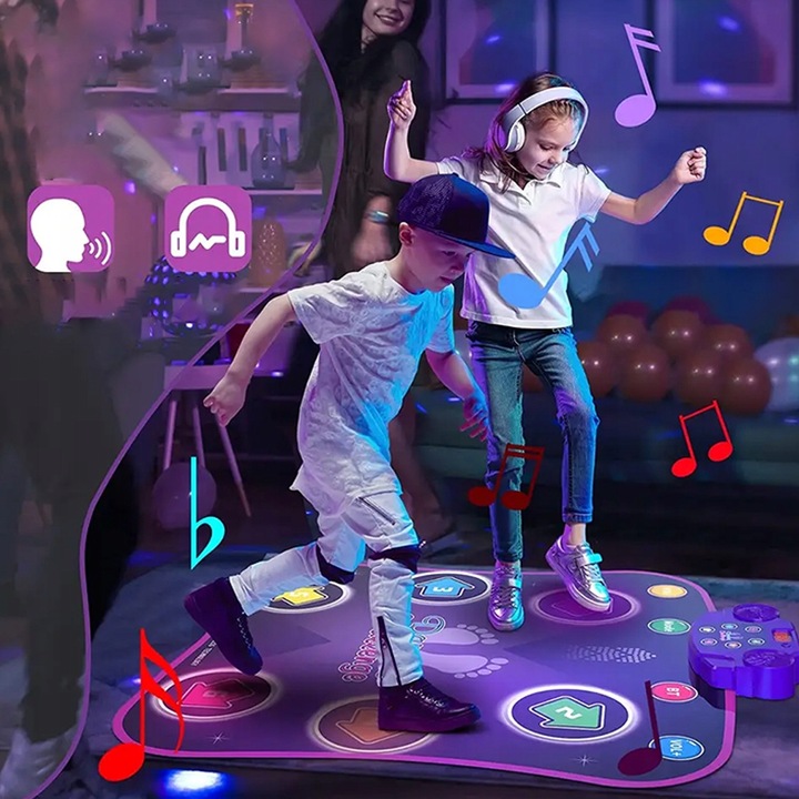 MATA DO TAŃCZENIA MUZYCZNA DLA DZIECI INTERAKTYWNA LED BLUETOOTH 27× POZIOM