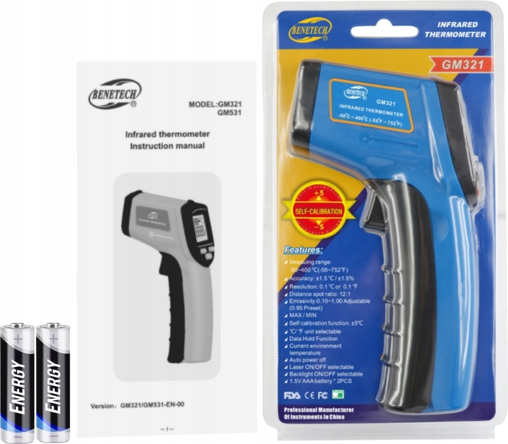 PIROMETR BENETECH -50 +400°C REGULACJA EMISYJNOŚCI