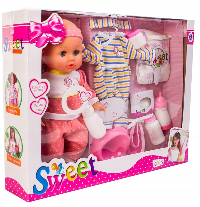 Lalka bobas INTERAKTYWNA SIKAJĄCA DZIDZIUŚ Z AKCESORIAMI BUTELKA NOCNIK