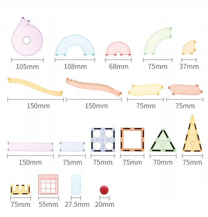 Klocki magnetyczne dla dzieci duże edukacyjne zestaw tor konstrukcyjny 158e