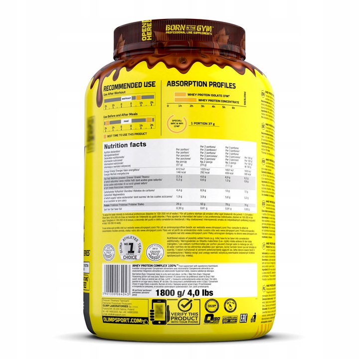 OLIMP WHEY PROTEIN COMPLEX 100% 1800g BIAŁKO WPI