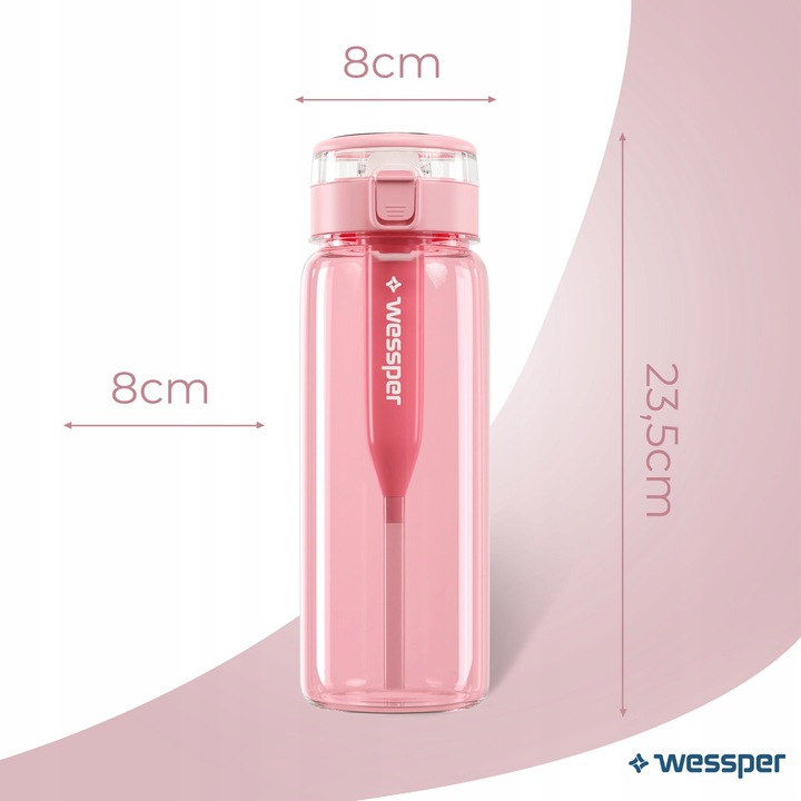 Butelka filtrująca Wessper ActiveMax Clarti 0,68l różowy + 1x Filtr wody