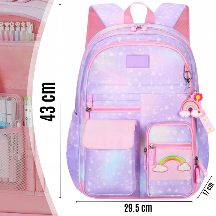 PLECAK SZKOLNY TORNISTER DLA DZIEWCZYNKI KLASA 1-3 WIELOKOMORY DO SZKOŁY