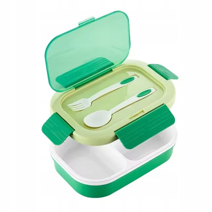 LUNCH BOX ŚNIADANIÓWKA LUNCHBOX 3 PRZEGRÓDKI SZTUĆCE POJEMNIK BOX DO SZKOŁY