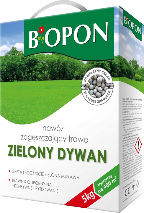 BOPON Nawóz zagęszczający trawę do trawnika ZIELONY DYWAN Biopon 5kg - 2opk