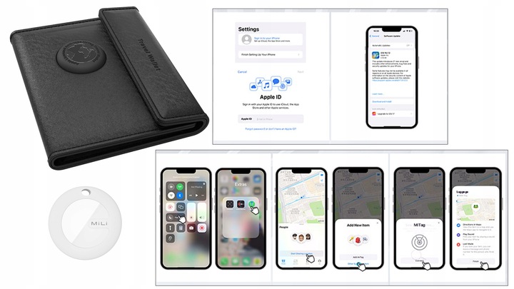 Lokalizator GPS MILI portfel podróżny z lokalizatorem MiTag APPLE IOS
