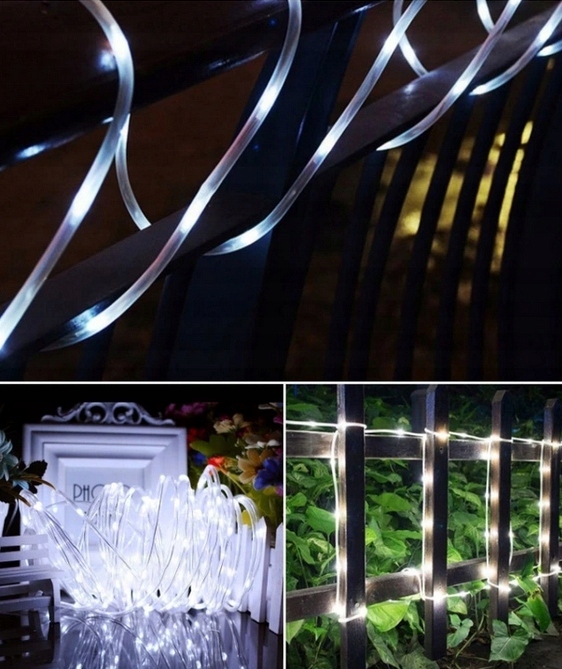 MOCNY WĄŻ ŚWIETLNY ZEWNĘTRZNY WEW LAMPKI CHOINKOWE 480 LED 20m BIAŁY ZIMNY