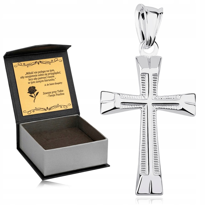 SREBRNY MĘSKI KRZYŻYK PR. 925 RODOWANY KRZYŻ + GRAWER PREZENT NA DZIEŃ OJCA