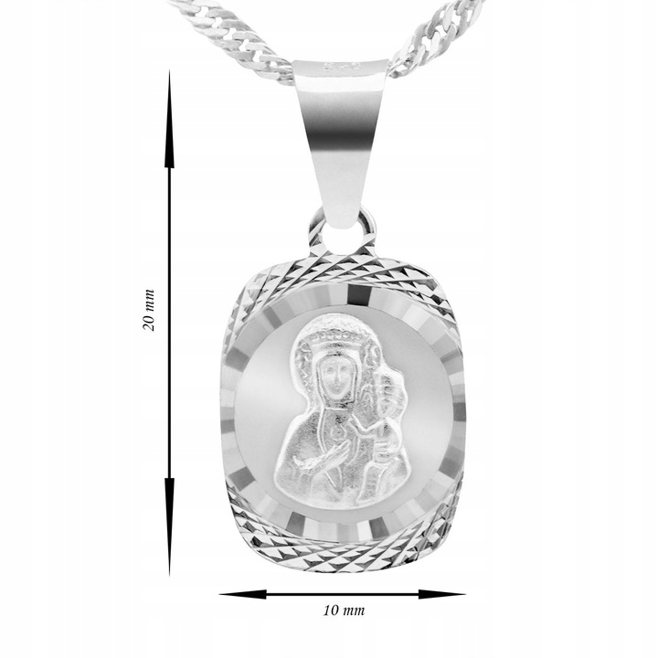 Srebrny medalik Matka Częstochowska pr. 925 Grawer