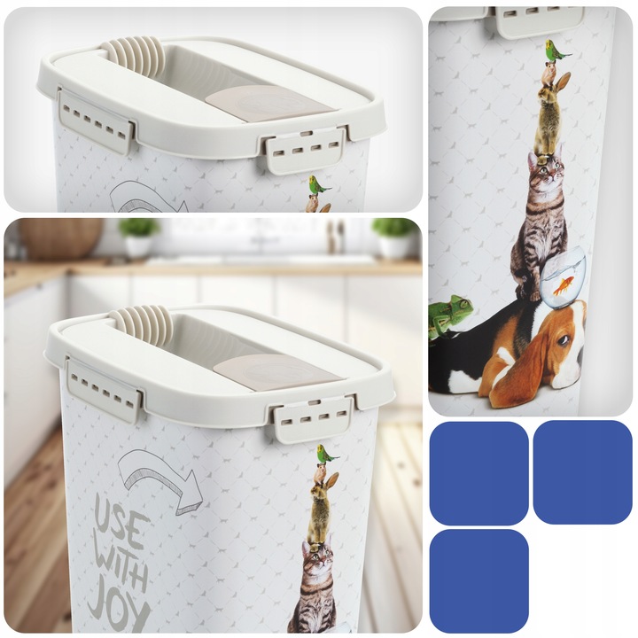 Pojemnik na karmę żwirek szczelny zamykane wieczko 10L Rotho CODY