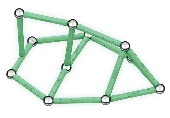 KLOCKI MAGNETYCZNE DLA DZIECI GEOMAG GLOW RECYCLED 60 ELEMENTÓW EDUKACYJNE
