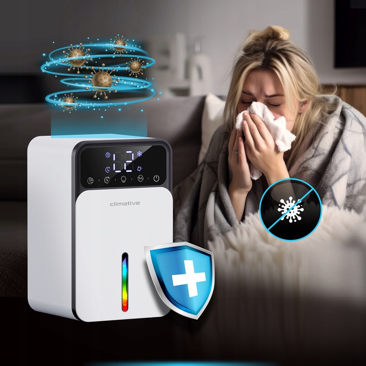 Cichy osuszacz LUXE 1200ml UV + LED wydajny pochłaniacz wilgoci do domu