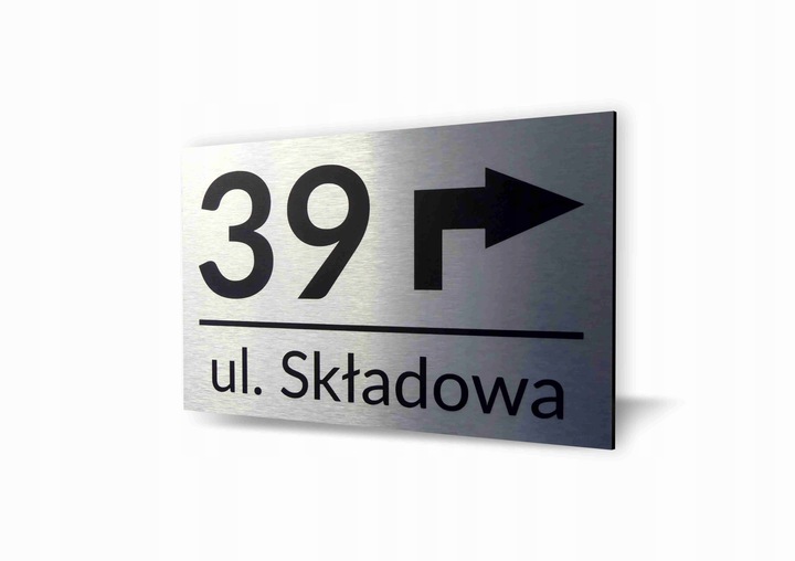 Tabliczka ADRESOWA ALUMINIOWA ZE STRZAŁKĄ Numer
