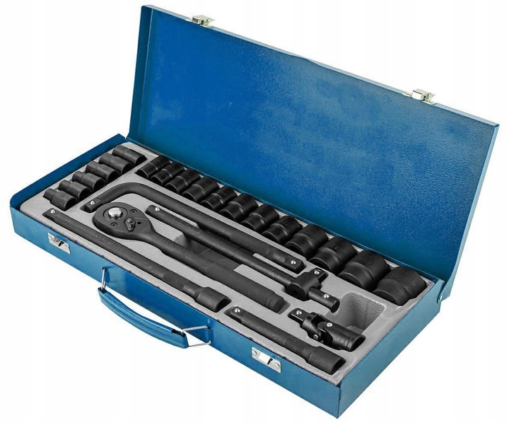 Klucze nasadowe nasadki grzechotka zestaw 1/2" 24el 8-32mm walizka metalowa