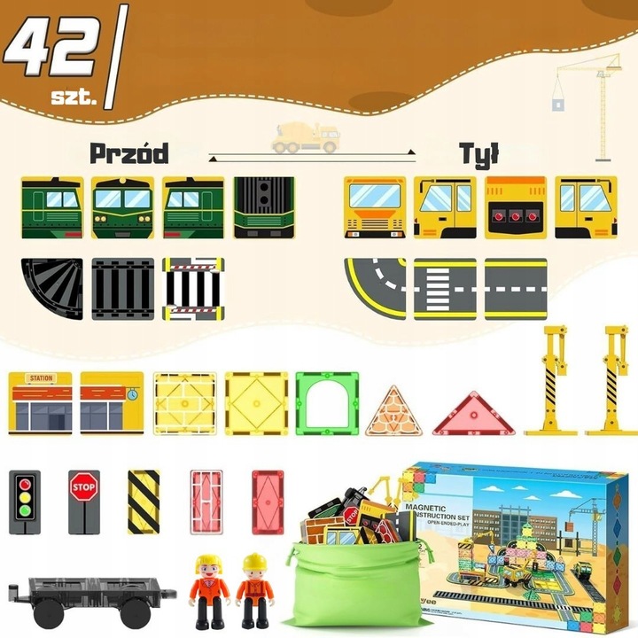 Klocki Magnetyczne Konstrukcyjne Duże Dzieci Zabawki Chłopca Zestaw Pojazdy