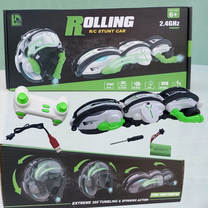 Samochód zdalnie sterowany toczący się Stunt Car 360 akumulator pilot 2,4