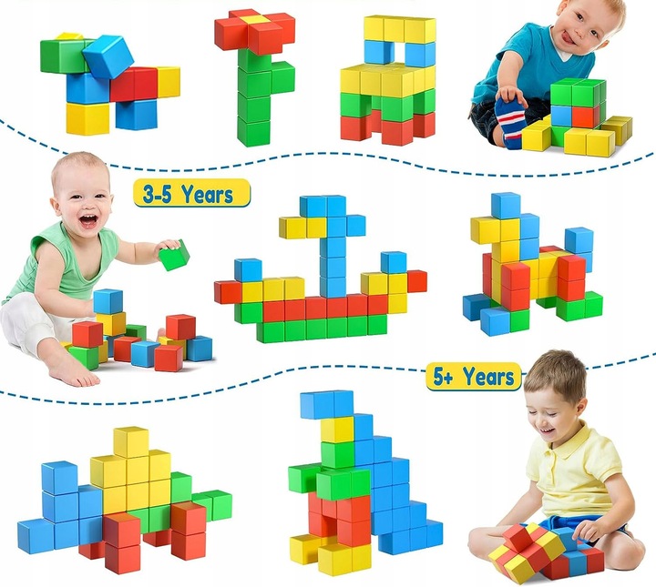 Klocki Konstrukcyjne Magnetyczne Edukacyjne Duże Zestaw Klocków Dla Dzieci