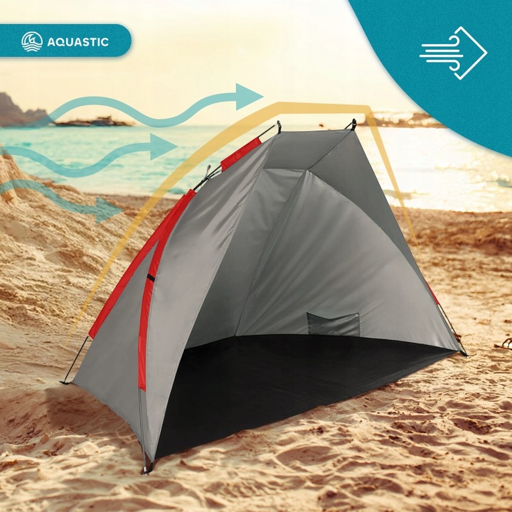 Namiot plażowy AQUASTIC Concielo szary UPF50+ Ochrona przed słońcem