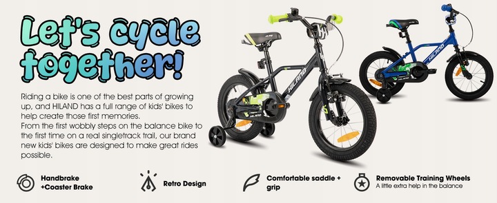 16-calowy rower dla dzieci na 4-7 lat Koło treningowe Hand&Coaster Hamulec