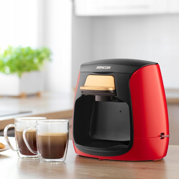 Ekspres przelewowy na dwie kawy 500W 0,3L czarny/czerwony Sencor SCE 2101RD