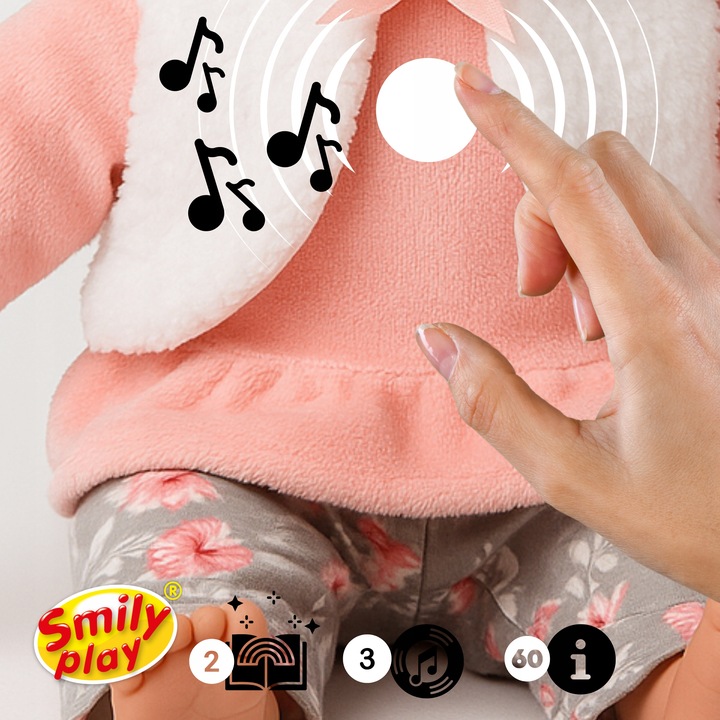 Lalka bobas Julka interaktywna edukacyjna miękka mówi śpiewa uczy 2l+ 32cm