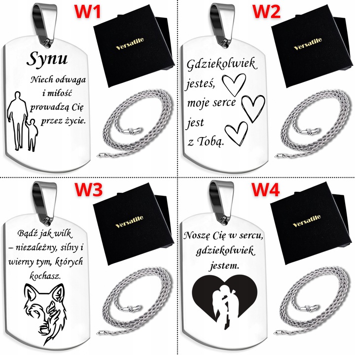 ZESTAW Srebrny nieśmiertelnik z grawerunkiem + łańcuszek srebrny 55cm WZORY