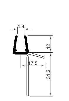Uszczelka z długim piórem do drzwi kabiny prysznicowej 6 - 8 mm Drzwi 100cm
