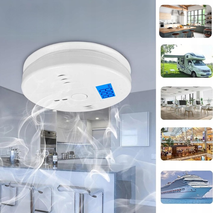 2x CZUJNIK CZADU CO GAZU CERTYFIKOWANY DETEKTOR TLENKU WĘGLA ALARM 85dB LCD