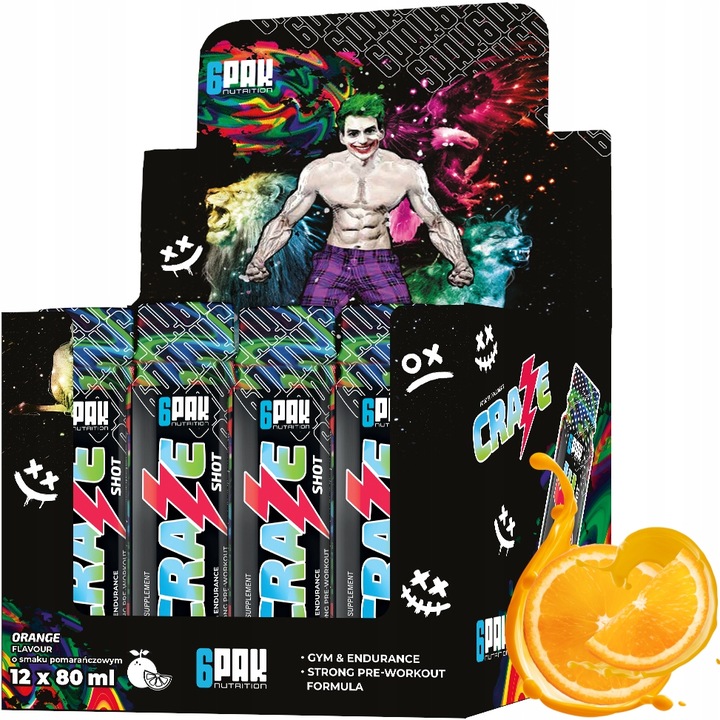 Przedtreningówka SHOT CRAZE Ultra Mocna Kofeina Beta-Alanina Tauryna Siła