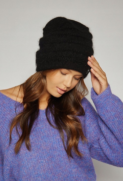 Czapka Damska Jesienna Zimowa MONNARI Elegancka Czarna beanie