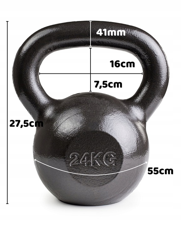 KETTLEBELL ODWAŻNIK DO ĆWICZEŃ KETTLE HANTLA HANTEL ŻELIWNY FITNESS 24KG