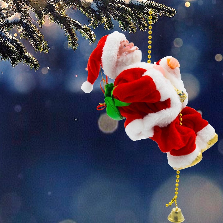 MIKOŁAJ PNĄCY SIĘ NA LINIE 100cm WSPINAJĄCY SIĘ MIKOŁAJ MELODIE ŚWIATEŁKA