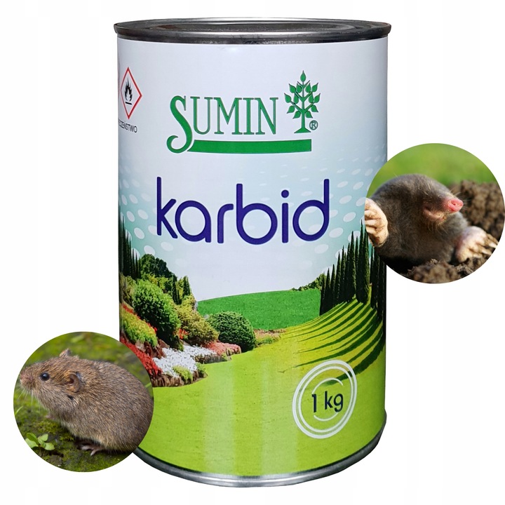 KARBID NA KRETY I NORNICE SUMIN GRANULOWANY ŚRODEK ODSTRASZA ZAPACHEM 1KG