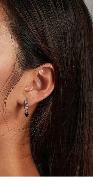 SREBRNE KOLCZYKI 925 DLA KOBIETY RÓŻE CZARNE KWIATKI ANGIELSKIE ZAPIĘCIE