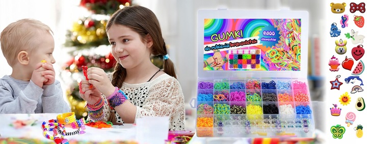 GUMKI DO ROBIENIA BRANSOLETEK DUŻY ZESTAW 6800 ELEMENTÓW XXL DLA DZIECKA