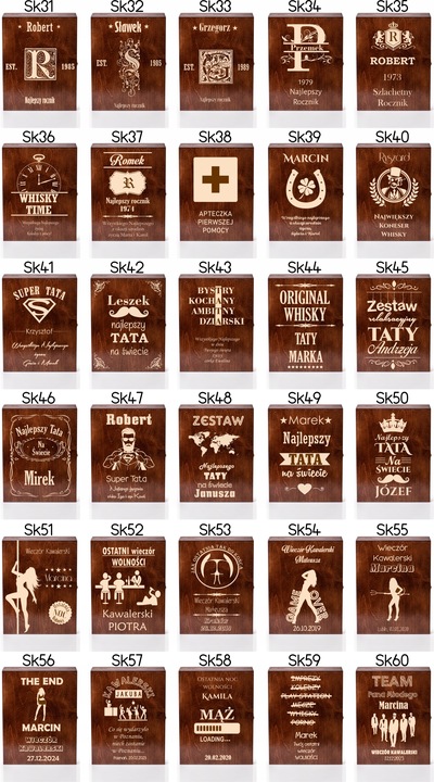 SKRZYNKA KARAFKA SZKLANKI DO WHISKY Z GRAWEREM!