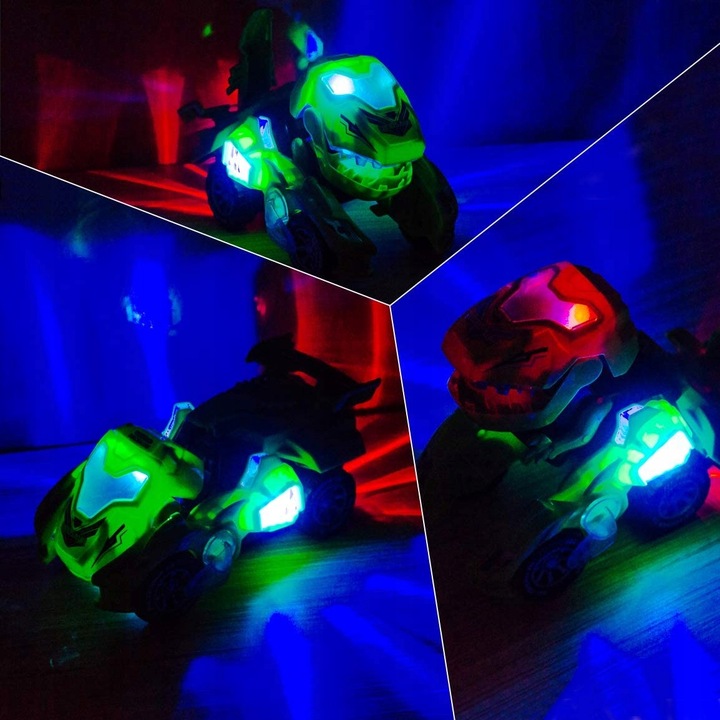 AUTO ROBOT DINOZAUR ZMIENIA JEŹDZI GRA ŚWIECI LED