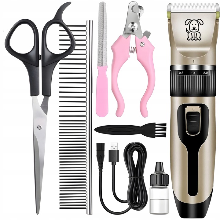 MASZYNKA DO STRZYŻENIA PSÓW PSA KOTA ZWIERZĄT ZESTAW CICHA PROFESJONALNA