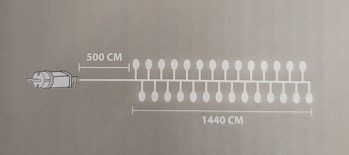 Świąteczne Lampki choinkowe na drucie 14,4 m-1440 led, gęste ciepły kolor
