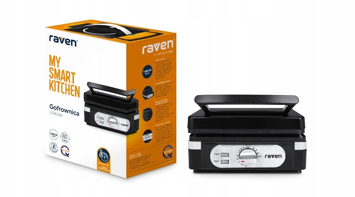 MOCNA Gofrownica RAVEN EG004BX 2 chrupiące gofry