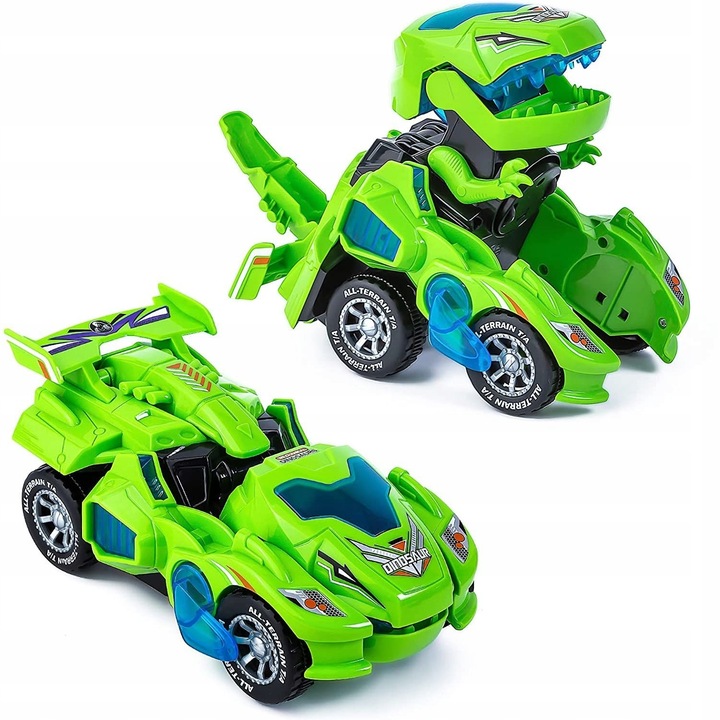 AUTO ROBOT DINOZAUR ZMIENIA JEŹDZI GRA ŚWIECI LED