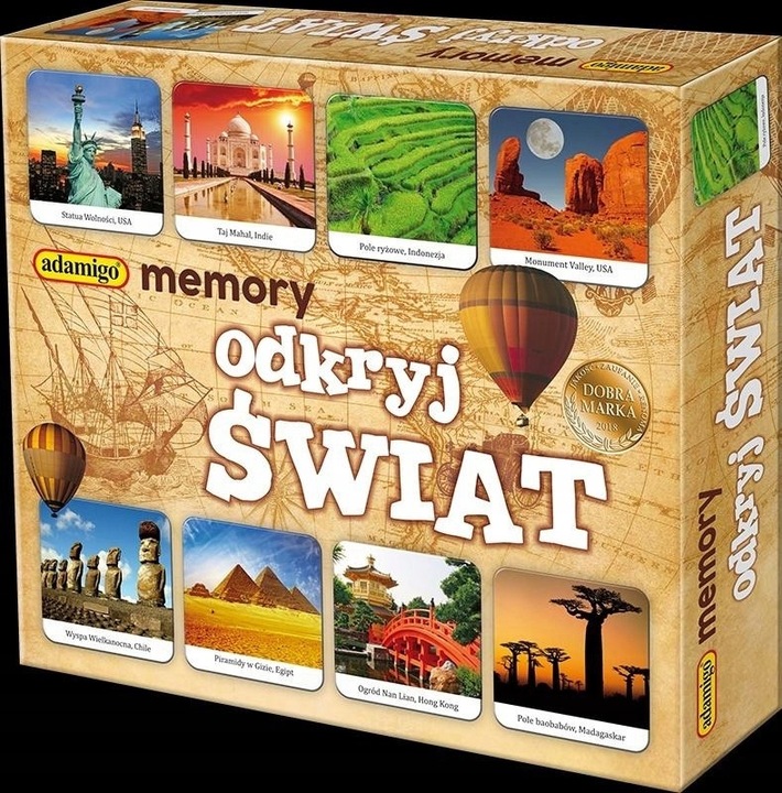 MEMORY ODKRYJ ŚWIAT gra planszowa Adamigo