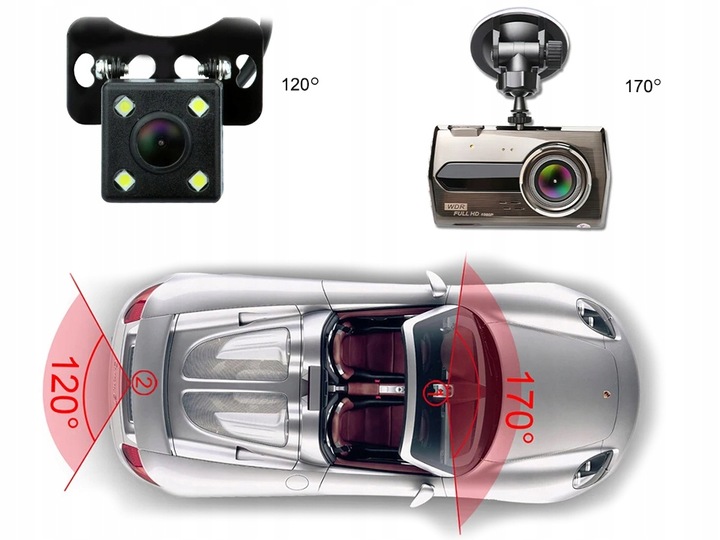 KAMERA SAMOCHODOWA FULL HD Z WYŚWIETLACZEM LCD COFANIA WIDEOREJESTRATOR