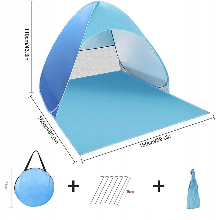 AUTOMATYCZNY NAMIOT PLAŻOWY NA PLAŻĘ SAMOROZKŁADAJĄCY 165x150x110 CM