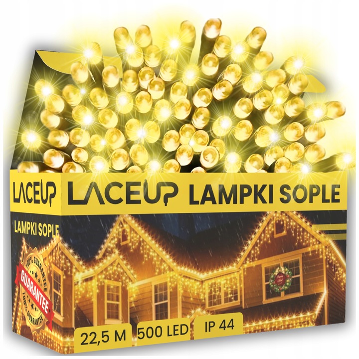 LAMPKI ZEWNĘTRZNE SOPLE CHOINKOWE 500 LED ŚWIATEŁKA ŚWIĄTECZNE +FLASH 22.5M