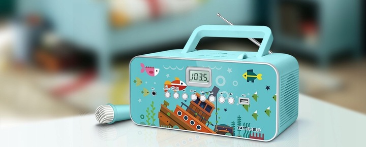 RADIOODTWARZACZ + MIKROFON DLA DZIECI CHŁOPCA RADIO USB CD MUSE M-29 KB