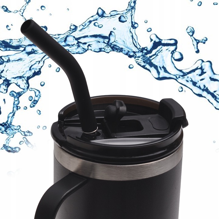 KUBEK TERMICZNY do kawy herbaty TERMOS szczelny ze słomką KAMILLE 600ml